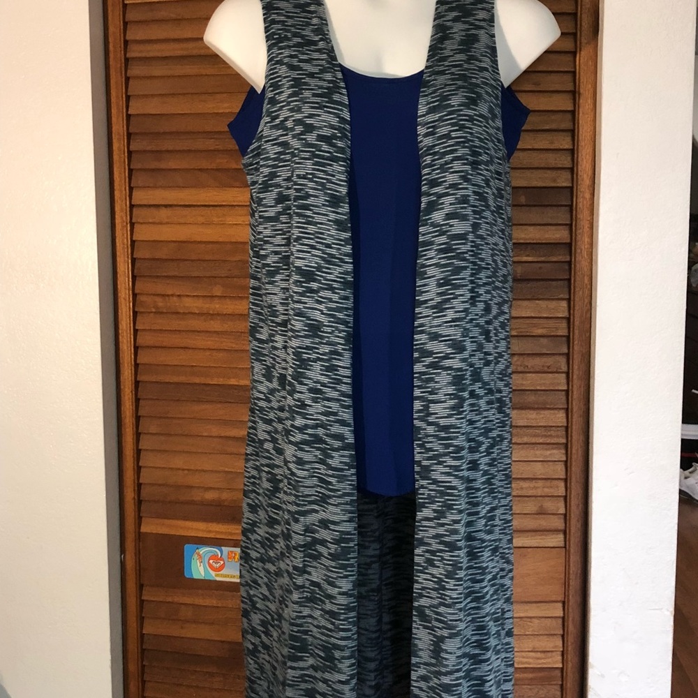 Lularoe JOY Duster Medium green/gray heathered